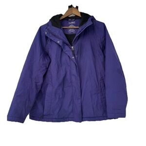 LL Bean Winter Warmer Coat Purple Womens‎ Fleece Lined Hooded Jacket Gorpcore L